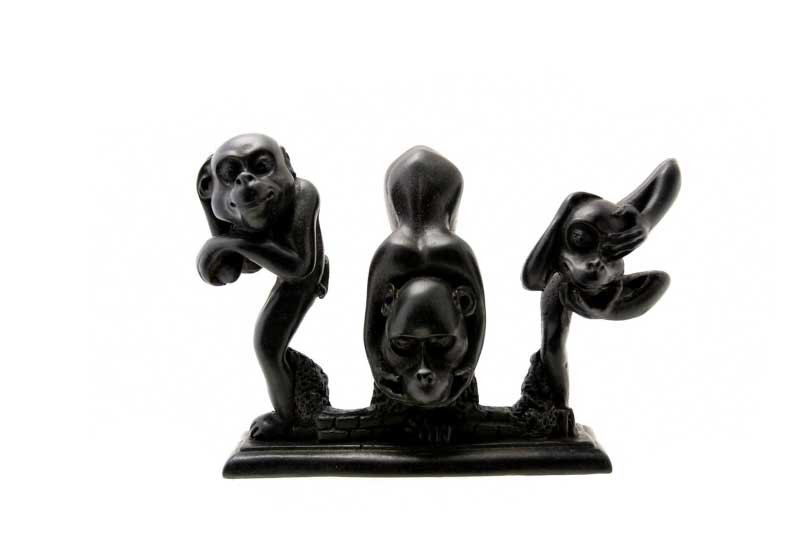 Statue 3 Singes de la Sagesse en Résine Cartoon Noir – Népal