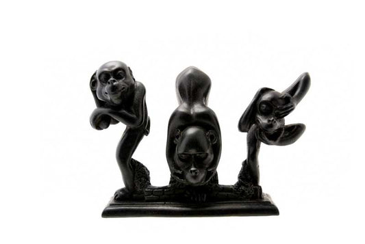Statue 3 Singes de la Sagesse en Résine Cartoon Noir – Népal