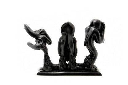 Statue 3 Singes de la Sagesse en Résine Cartoon Noir – Népal