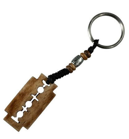Porte-Clés Artisanal Lame de Rasoir en Os de Bovin – Artisanat du Népal