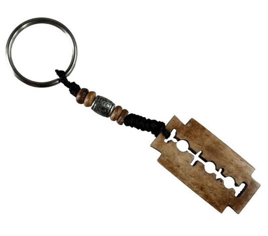 Porte-Clés Artisanal Lame de Rasoir en Os de Bovin – Artisanat du Népal