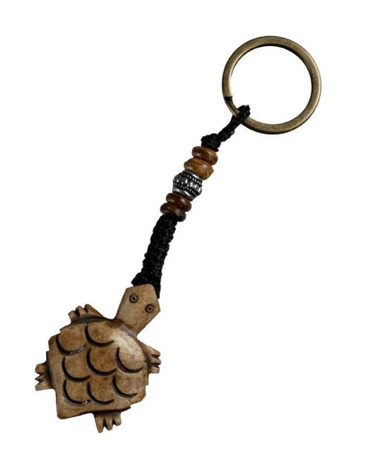 Porte-Clés Tortue Artisanal en Os de Bovin – Artisanat Traditionnel du Népal