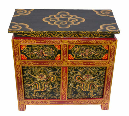 Commode tibétaine Garuda 63,5 cm – meuble artisanal peint à la main du Népal