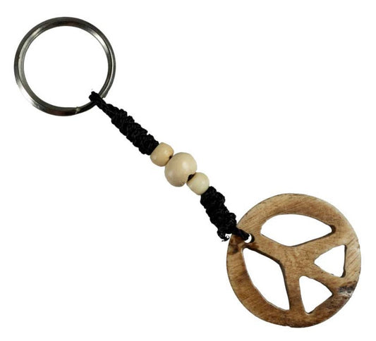 Porte-Clés Paix et Amour Artisanal en Os de Bovin – Artisanat du Népal