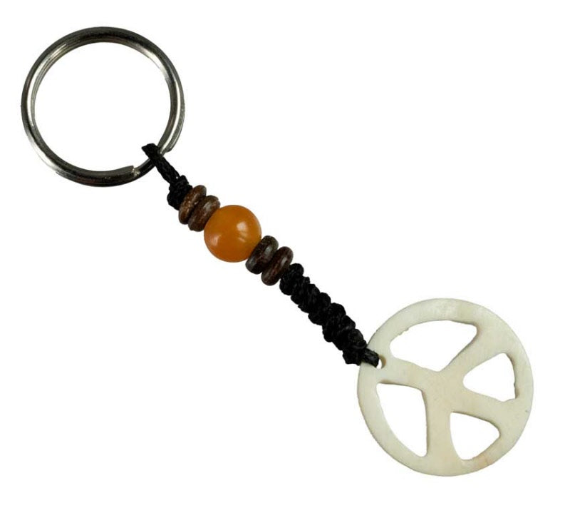 Porte-Clés Peace and Love Artisanal en Os de Bovin – Artisanat du Népal
