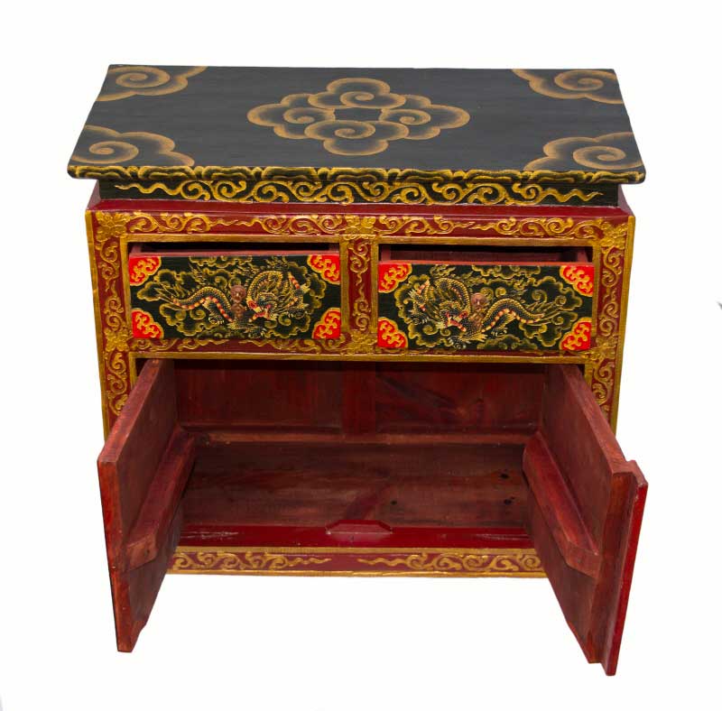 Commode tibétaine Garuda 63,5 cm – meuble artisanal peint à la main du Népal