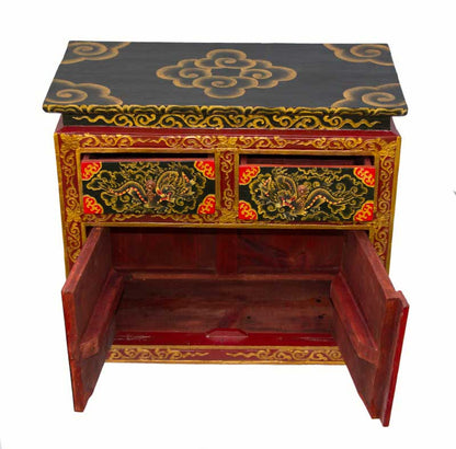 Commode tibétaine Garuda 63,5 cm – meuble artisanal peint à la main du Népal