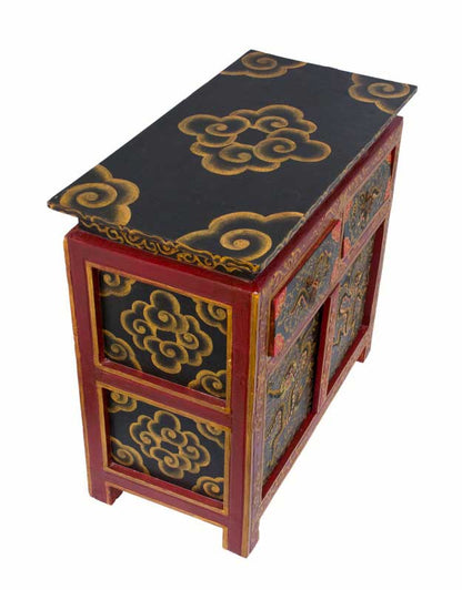 Commode tibétaine Garuda 63,5 cm – meuble artisanal peint à la main du Népal