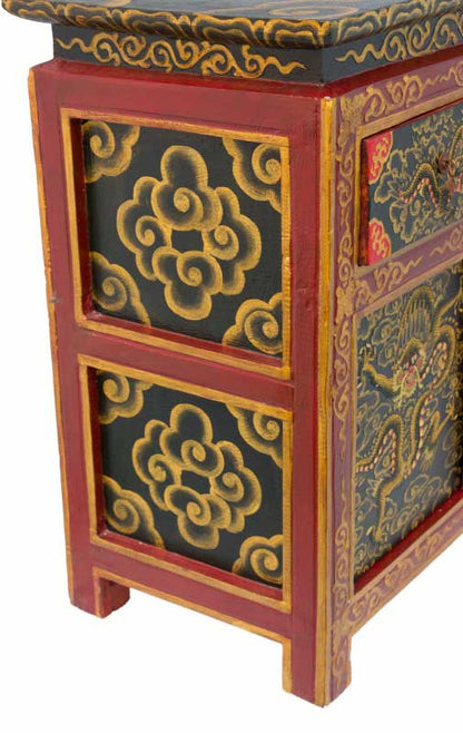 Commode tibétaine Garuda 63,5 cm – meuble artisanal peint à la main du Népal