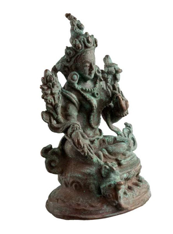 Statuette Tara Verte en Alliage de Cuivre – Déité Bouddhiste Tibétaine