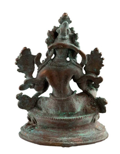 Statuette Tara Verte en Alliage de Cuivre – Déité Bouddhiste Tibétaine
