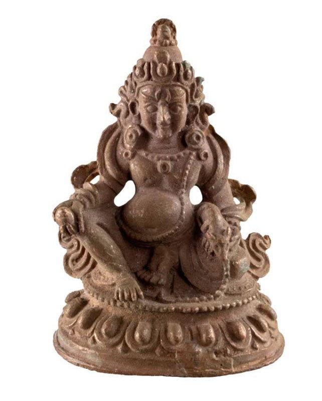 Statuette Yellow Jambhala en métal – Divinité bouddhiste de la prospérité