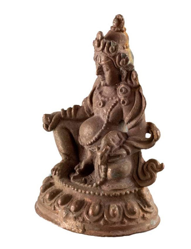 Statuette Yellow Jambhala en métal – Divinité bouddhiste de la prospérité