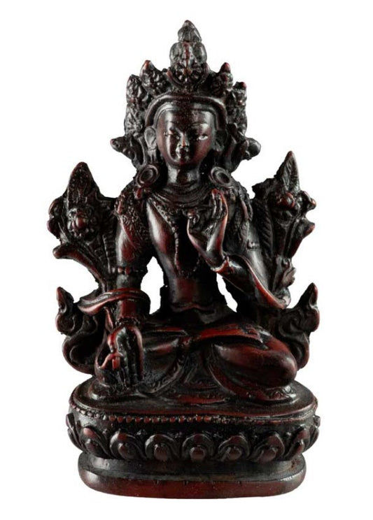 Statuette Bouddhiste Tara Blanche En Résine Bordeaux – Artisanat Du Népal