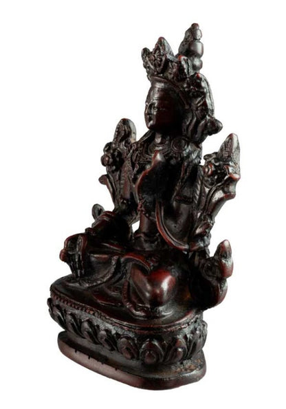 Statuette Bouddhiste Tara Blanche En Résine Bordeaux – Artisanat Du Népal