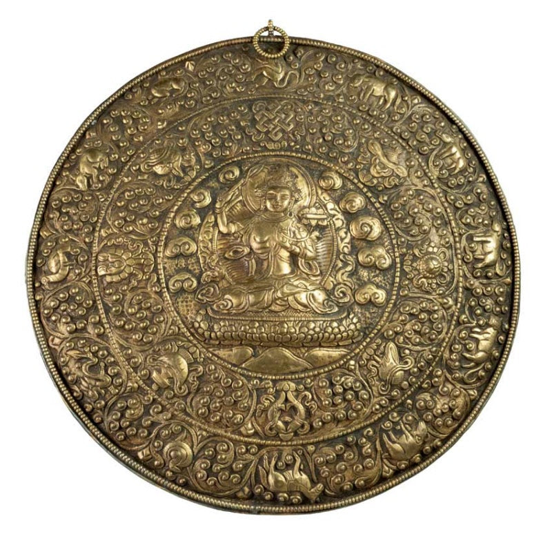 Mandala Manjushri Tibétain En Métal – Symbole De Sagesse Et D’Astrologie Bouddhiste Du Népal