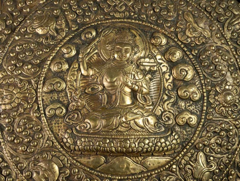 Mandala Manjushri Tibétain En Métal – Symbole De Sagesse Et D’Astrologie Bouddhiste Du Népal