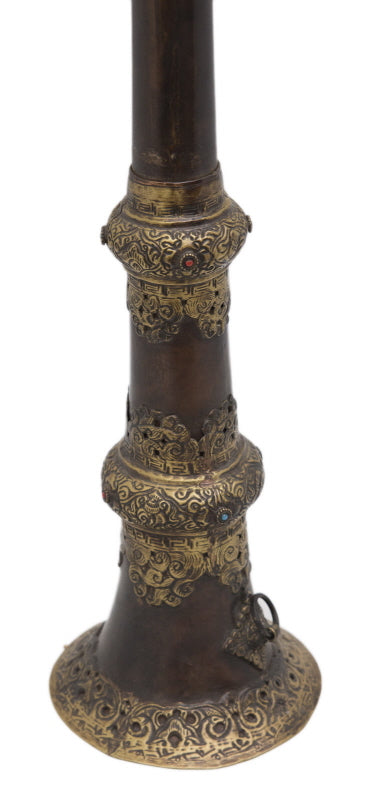 Trompe monastique tibétaine Dungchen en cuivre – Instrument rituel télescopique