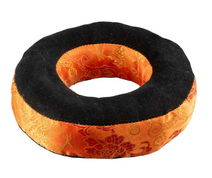 Coussin pour Bol Tibétain Ø13 cm – Brocart Orange – Artisanat du Népal
