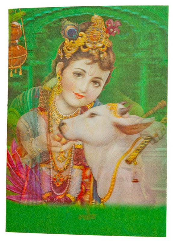 Grande Carte Lenticulaires Shiva et Vache Sacrée Gao Mata 17,5 cm