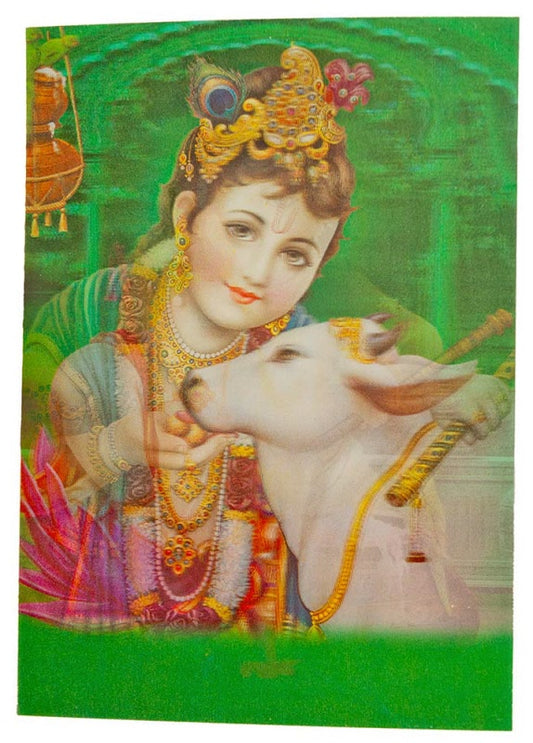 Grande Carte Lenticulaires Shiva et Vache Sacrée Gao Mata 17,5 cm