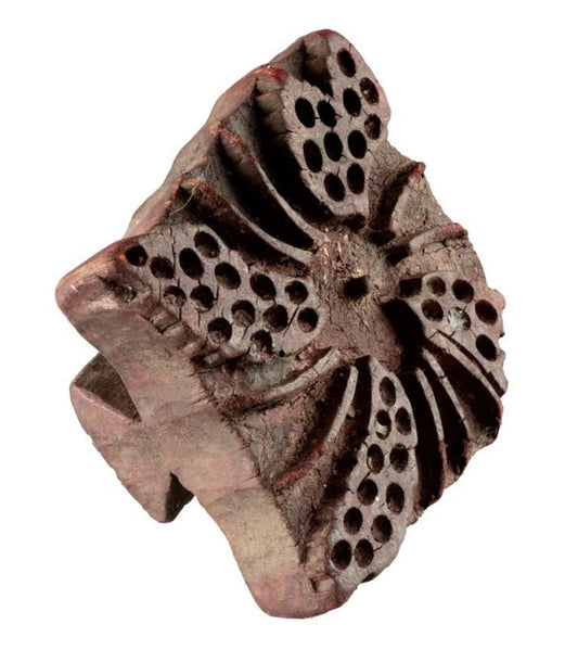 Tampon Indien En Bois Batik Ancien Motif Floral