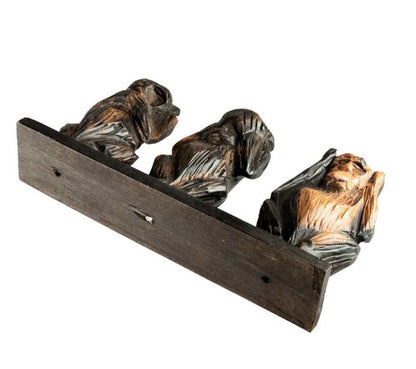 Statue 3 Singes de la Sagesse en Bois Foncé – Cameroun