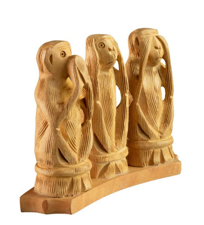 3 Singes De La Sagesse – Statuette En Bois