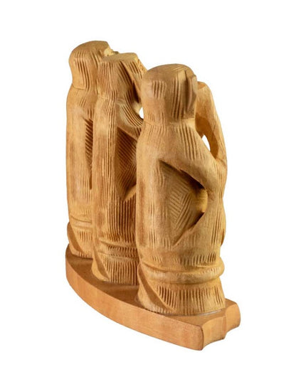 3 Singes De La Sagesse – Statuette En Bois
