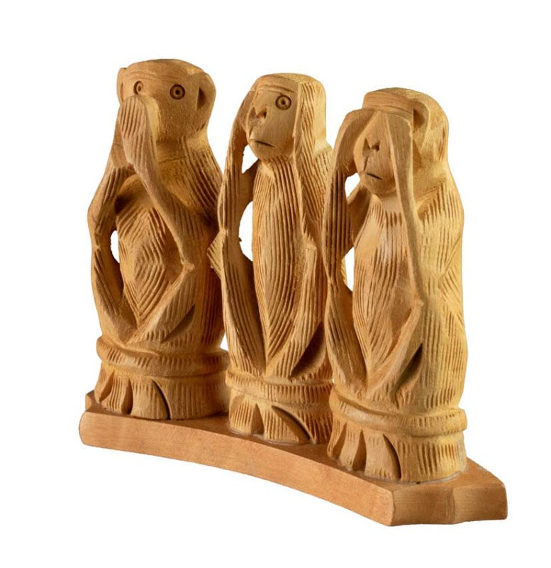 3 Singes De La Sagesse – Statuette En Bois