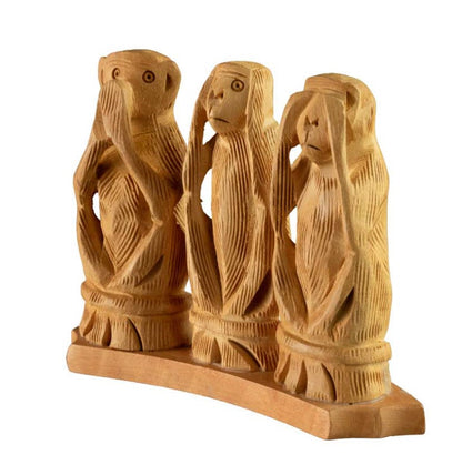 3 Singes De La Sagesse – Statuette En Bois