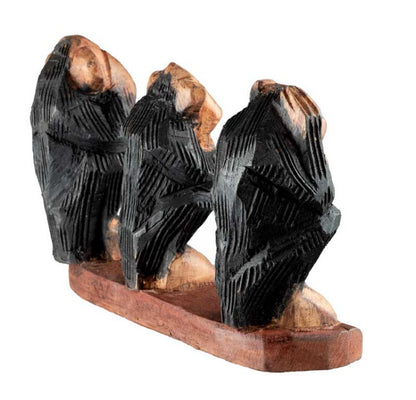 Statuette 3 Singes De La Sagesse En Bois Teinté – Artisanat Camerounais