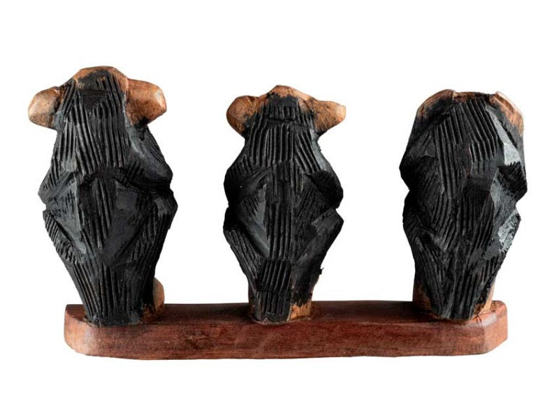 Statuette 3 Singes De La Sagesse En Bois Teinté – Artisanat Camerounais