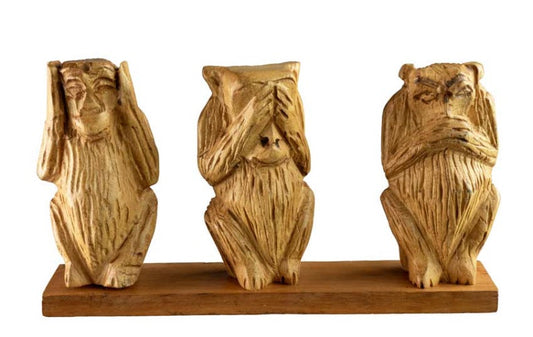 Statue 3 Singes de la Sagesse en Bois Marron – Artisanat Africain