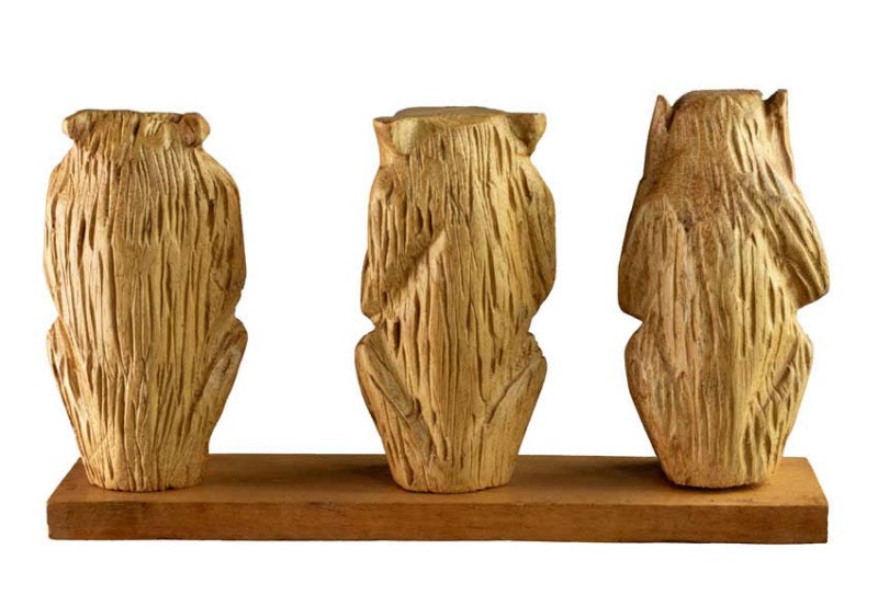 Statue 3 Singes de la Sagesse en Bois Marron – Artisanat Africain
