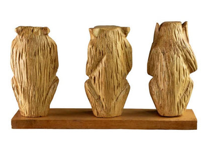 Statue 3 Singes de la Sagesse en Bois Marron – Artisanat Africain
