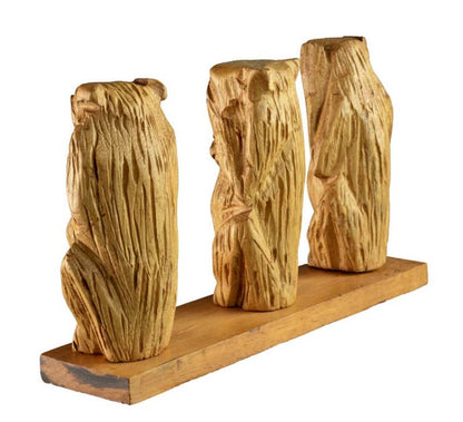 Statue 3 Singes de la Sagesse en Bois Marron – Artisanat Africain