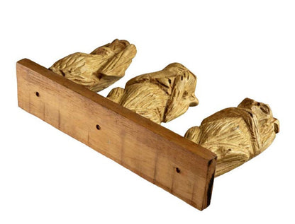 Statue 3 Singes de la Sagesse en Bois Marron – Artisanat Africain