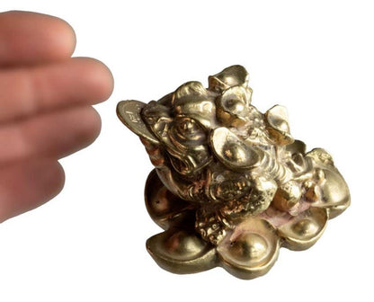 Statue Grenouille Feng Shui en Métal 9,3 cm – Symbole Asiatique de Prospérité