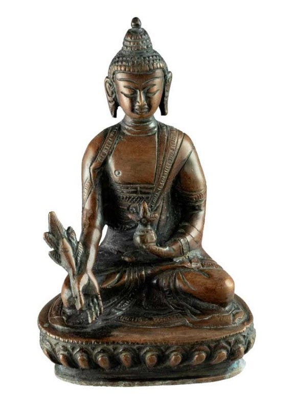 Statuette Bouddha Médecine en alliage de cuivre – Symbole de guérison et de compassion