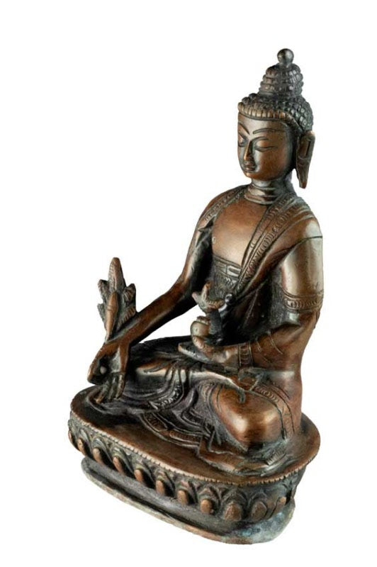 Statuette Bouddha Médecine en alliage de cuivre – Symbole de guérison et de compassion