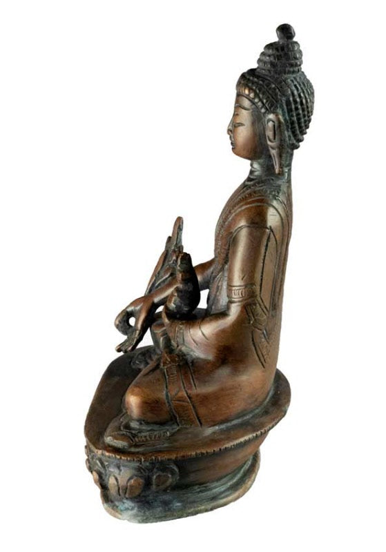 Statuette Bouddha Médecine en alliage de cuivre – Symbole de guérison et de compassion