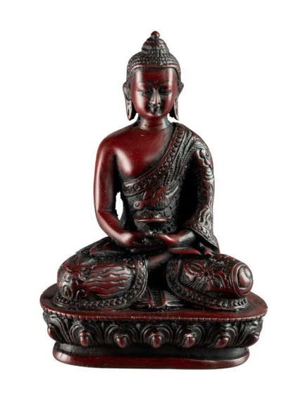 Statue Bouddha Amitabha en Résine Bordeaux – Artisanat Népalais