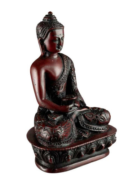 Statue Bouddha Amitabha en Résine Bordeaux – Artisanat Népalais