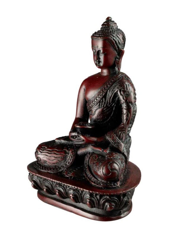Statue Bouddha Amitabha en Résine Bordeaux – Artisanat Népalais
