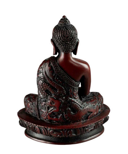 Statue Bouddha Amitabha en Résine Bordeaux – Artisanat Népalais