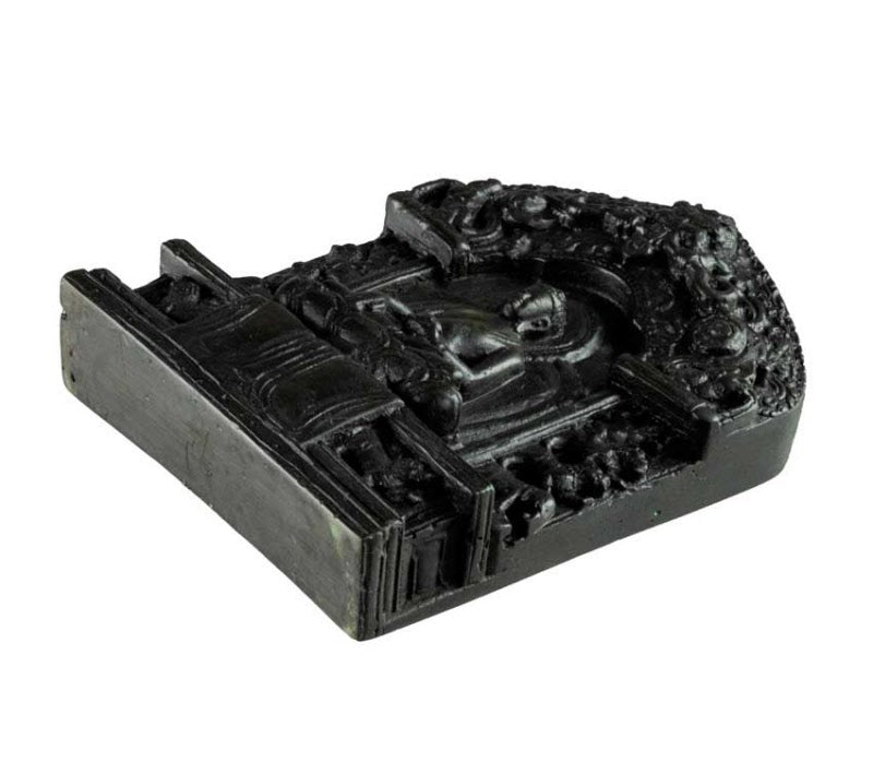 Autel Statue Bouddha Shakyamuni 10,5 cm – Sculpture artisanale népalaise en résine noire