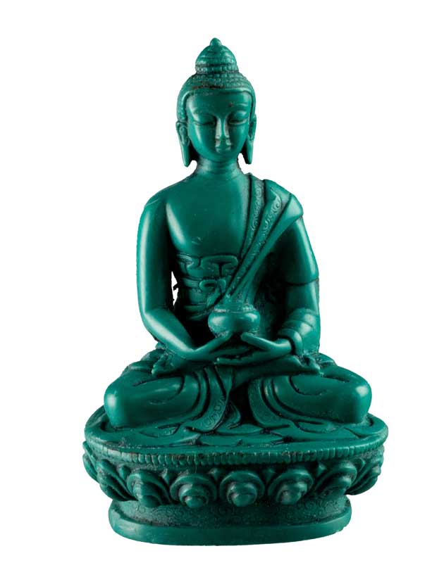 Statue Bouddha Amitabha Dhyana Mudra – Résine turquoise artisanale du Népal