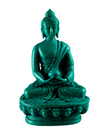 Statue Bouddha Amitabha Dhyana Mudra – Résine turquoise artisanale du Népal