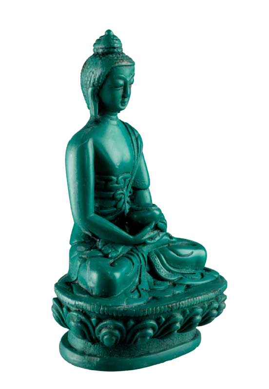 Statue Bouddha Amitabha Dhyana Mudra – Résine turquoise artisanale du Népal